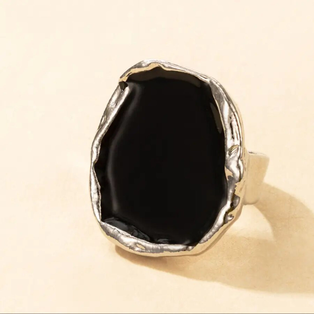 Black Stone Ring for Women